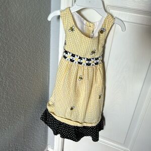 Yellow black and white girls dress
